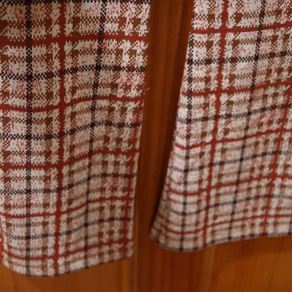 Urban Outfitters Plaid Retro Rose Pink Pull On Flare Pants Fall Bell Bottom NWT - Picture 3 of 13